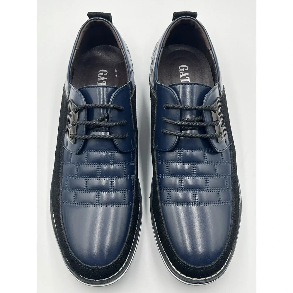 Gatsby Mens Black Blue Oxford Shoes Size 9.5 Modern Dress Casual Lace Up Derby